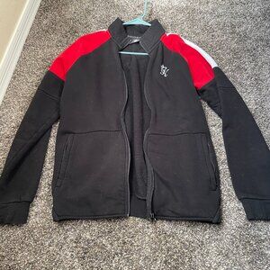 Gym King Zip Up Sweater Track Jacket Black/Red Medium